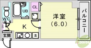 ヒューネット神戸元町通【4階】の間取り
