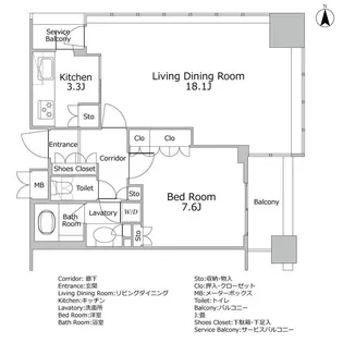 品川グラスレジデンス【16階】の間取り