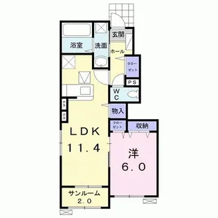 フルーリール【1階】の間取り