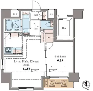 ラグゼナ北千住【6階】の間取り