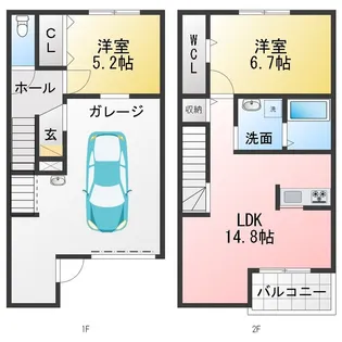 仮称 宝神二丁目連家轟の間取り