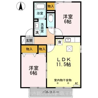 ルピナK・S A【1階】の間取り