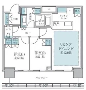 ブリリアタワー浜離宮【29階】の間取り