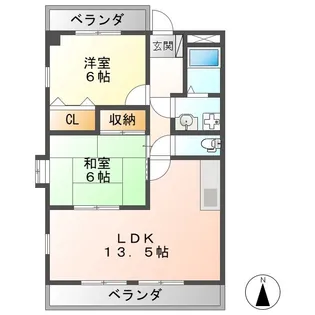 2LDKの間取り画像