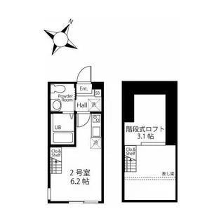 ハーミットクラブハウスキアーヴェIIIB棟【2階】の間取り