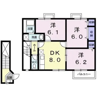 カーサプリマデーラB【2階】の間取り