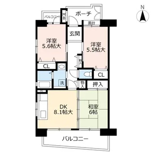 URアーベインルネス穴生【2階】の間取り
