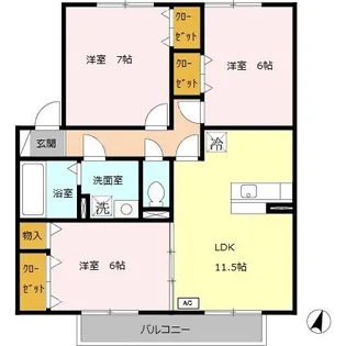 兵庫県加古川市加古川町木村【アパート】の間取り