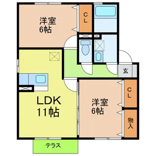 愛知県長久手市岩作南島【アパート】の間取り