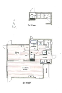 喜多の家・川越(戸建て風 ワンフロアー貸 1LDK)【2階】の間取り