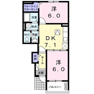 レジデンス北野北【1階】の間取り