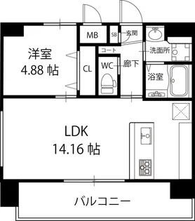 パークヒルズ天保山Moe【14階】の間取り