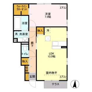 西中居ハイツ D【1階】の間取り