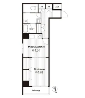 ライオンズマンション新富町第二 6階部分【6階】の間取り