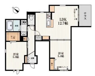 フラットRII【1階】の間取り