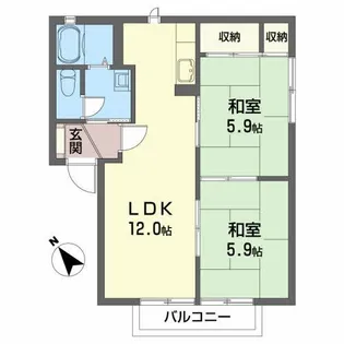 メゾングレンツェB【1階】の間取り