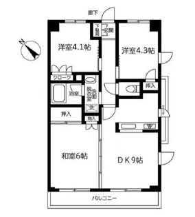 ラフィネ東浦和【3階】の間取り