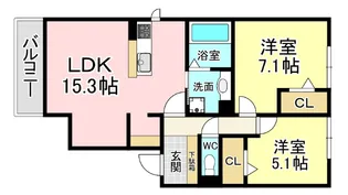 VILLA TAKK 上到津【2階】の間取り