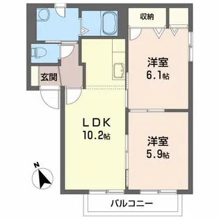 江南ベルシB【1階】の間取り