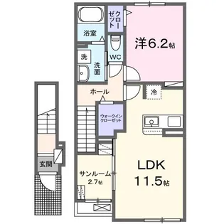 ラピスールB【2階】の間取り
