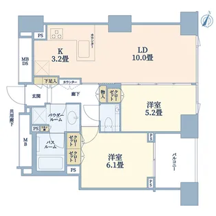 シティタワー上野池之端【17階】の間取り