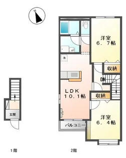 ロンジェヴィータ【2階】の間取り