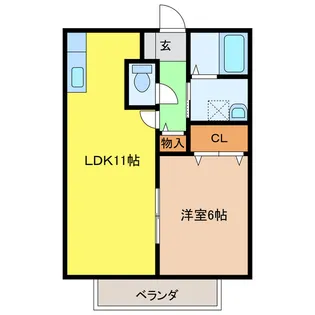 メルベーユ芝原【1階】の間取り