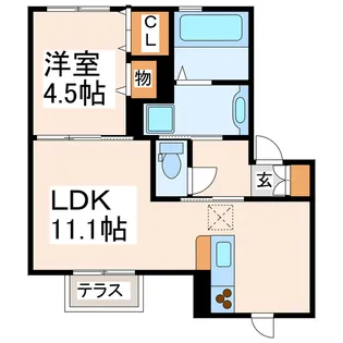 西熊本駅前ガーデンII【1階】の間取り