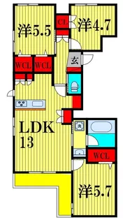 ライトガーツェおおたか【2階】の間取り
