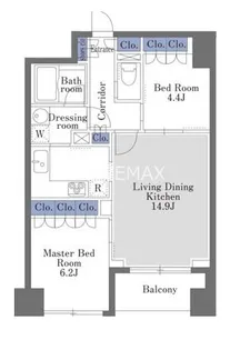 ドゥーエ日本橋【8階】の間取り