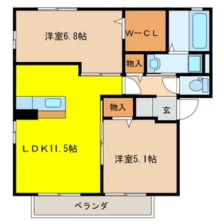 岐阜県大垣市今宿3【アパート】の間取り
