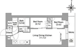 コンフォリア・リヴ南品川【9階】の間取り