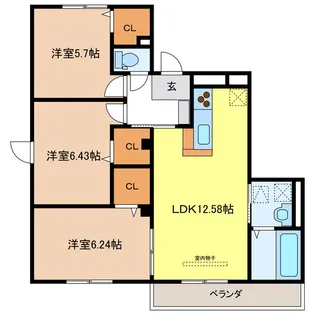 岐阜県岐阜市鏡島西2【アパート】の間取り