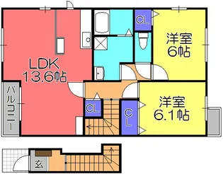 トゥー・ル・モンド【2階】の間取り