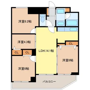 フォンターナ名昭【10階】の間取り