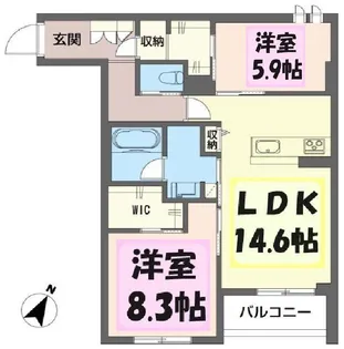 リヴァソーレ【3階】の間取り