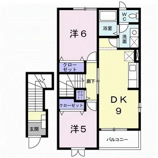 サウスフィールドB【2階】の間取り