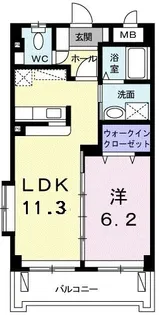 プルメリア 3C【1階】の間取り