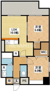 エヴァーグリーン思案橋【6階】の間取り