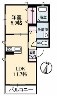 グランベレオ手城【2階】の間取り