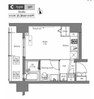 プラウドフラット隅田リバーサイド【2階】の間取り