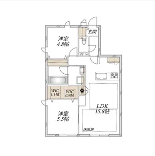 【ヘーベルメゾン】(仮称)桜区田島メゾン【1階】の間取り