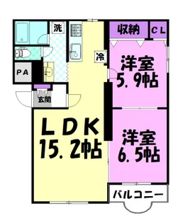 レジデンスクロスロード【1階】の間取り