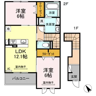 アンバーコート文津【2階】の間取り