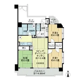 川口元郷サニーコート【2階】の間取り
