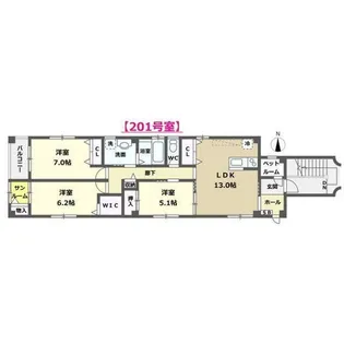 KAWA hills 1・2号棟【2階】の間取り