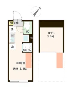 フォルトゥナ白楽【2階】の間取り