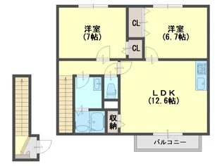 ソレアード本荘弐番館【2階】の間取り
