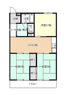 コーポやすり苑【3階】の間取り