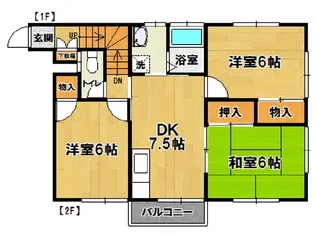 旭ルーミーつくば39番館【2階】の間取り
